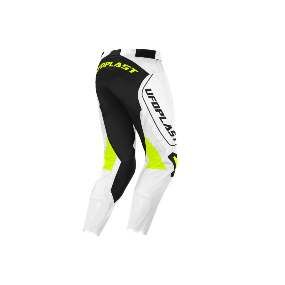Pantaloni Motocross Ufo Plast Ares- Bianco Giallo Fluo