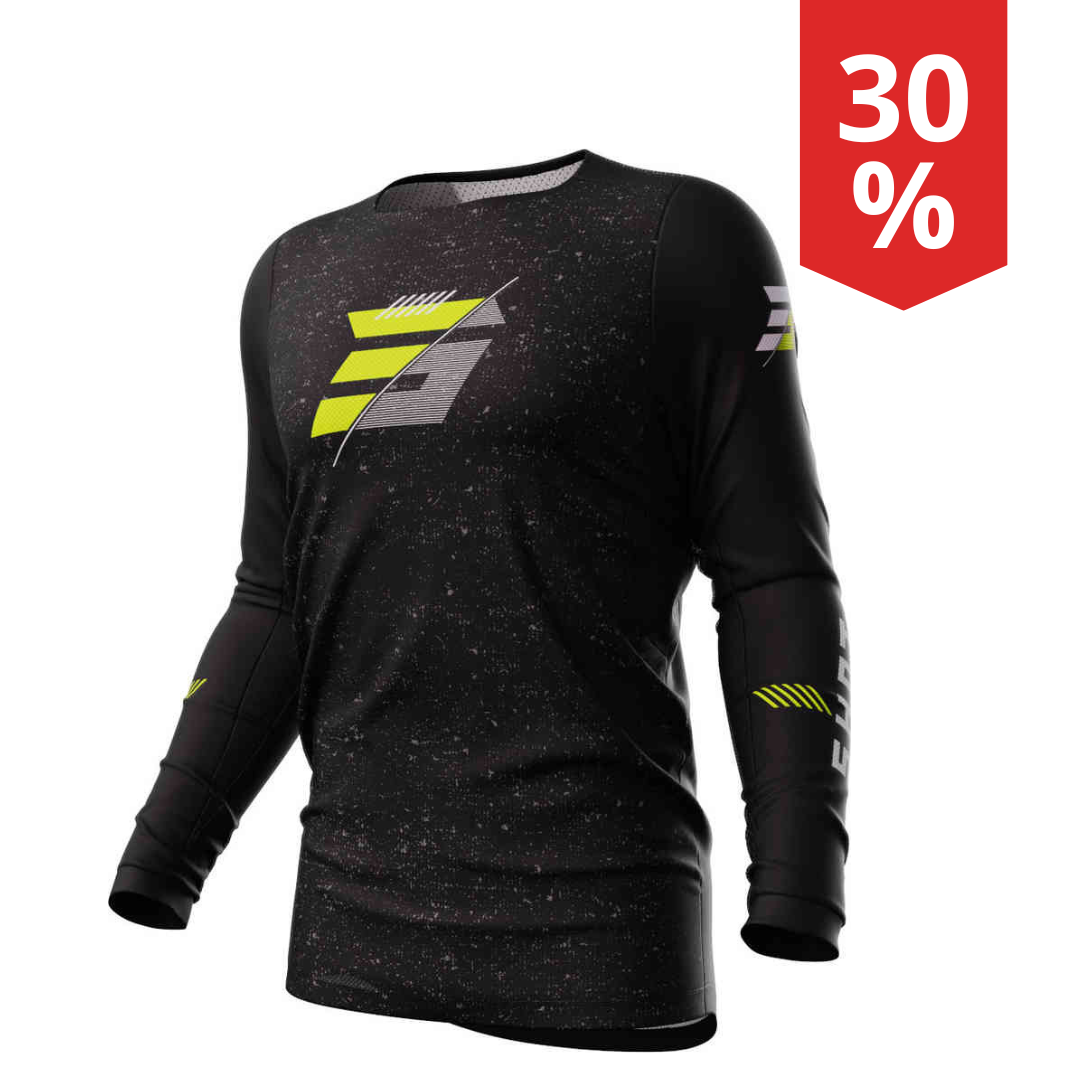 Maglia Motocross Shot Contact Speck Black Yellow Fluo