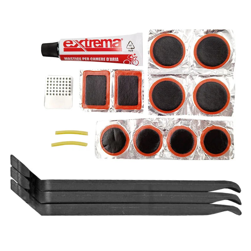 Toolbox Moto Kit Riparazione Bici MTB - Include Toppe Per Pneumatici, Leva, Pompa E Borsa Portatile Attrezzi Per Bicicletta Toolbox Moto Kit Riparazione Bici MTB - Include Toppe Per Pneumatici, Leva, Pompa E Borsa Portatile Attrezzi Per Bicicletta