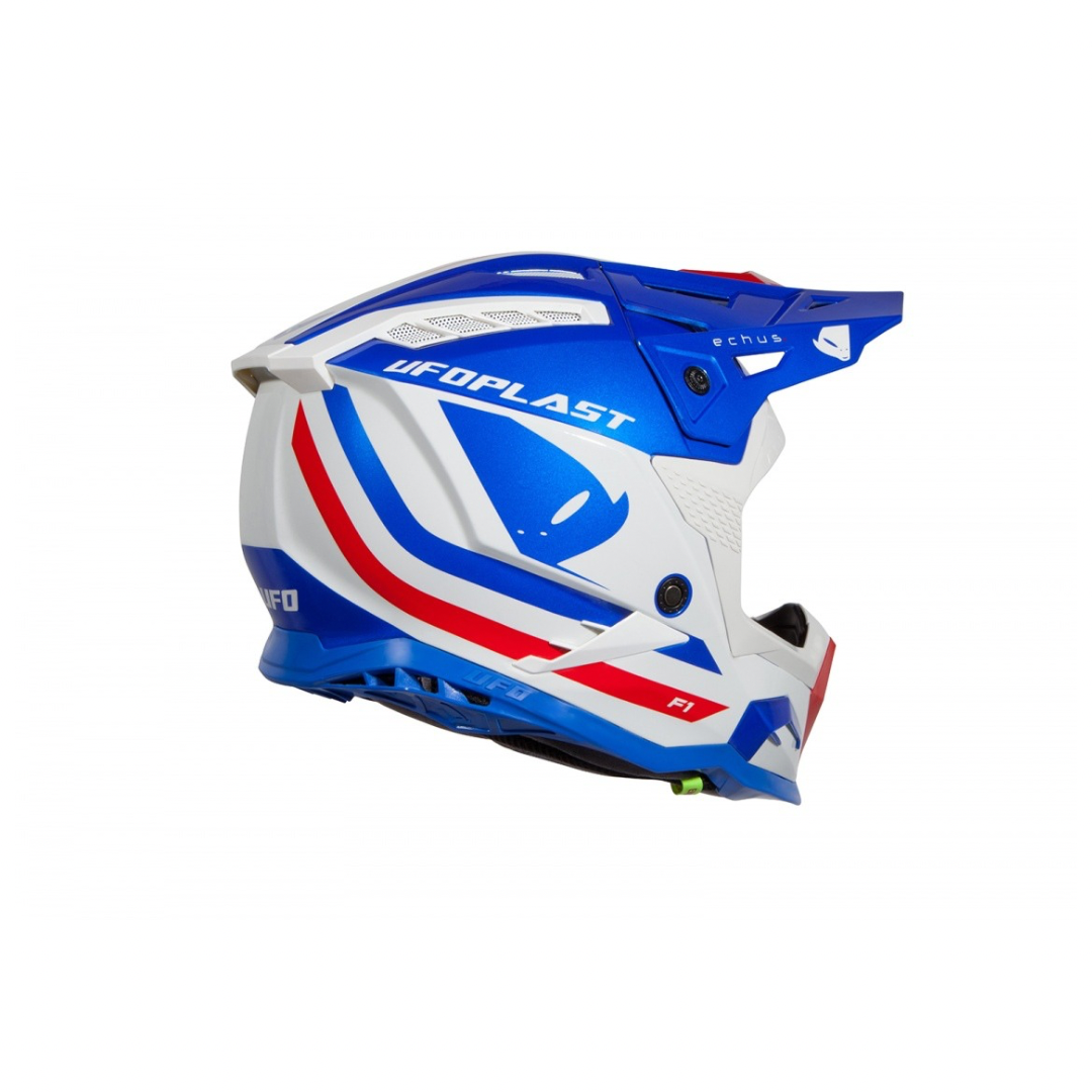 Casco Motocross Ufo Plast Echus Blu Rosso Bianco