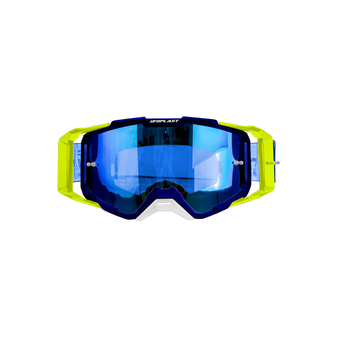 Maschera Motocross Ufo Core- Blu e Giallo Fluo