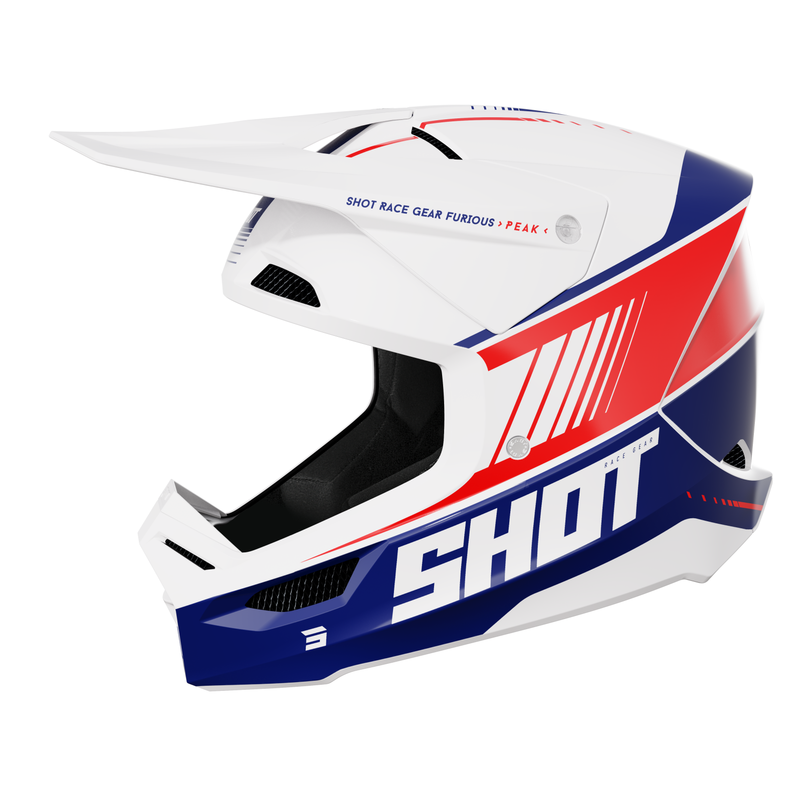 Casco Motocross Bambino Shot Furious Peak Blu rosso Bianco