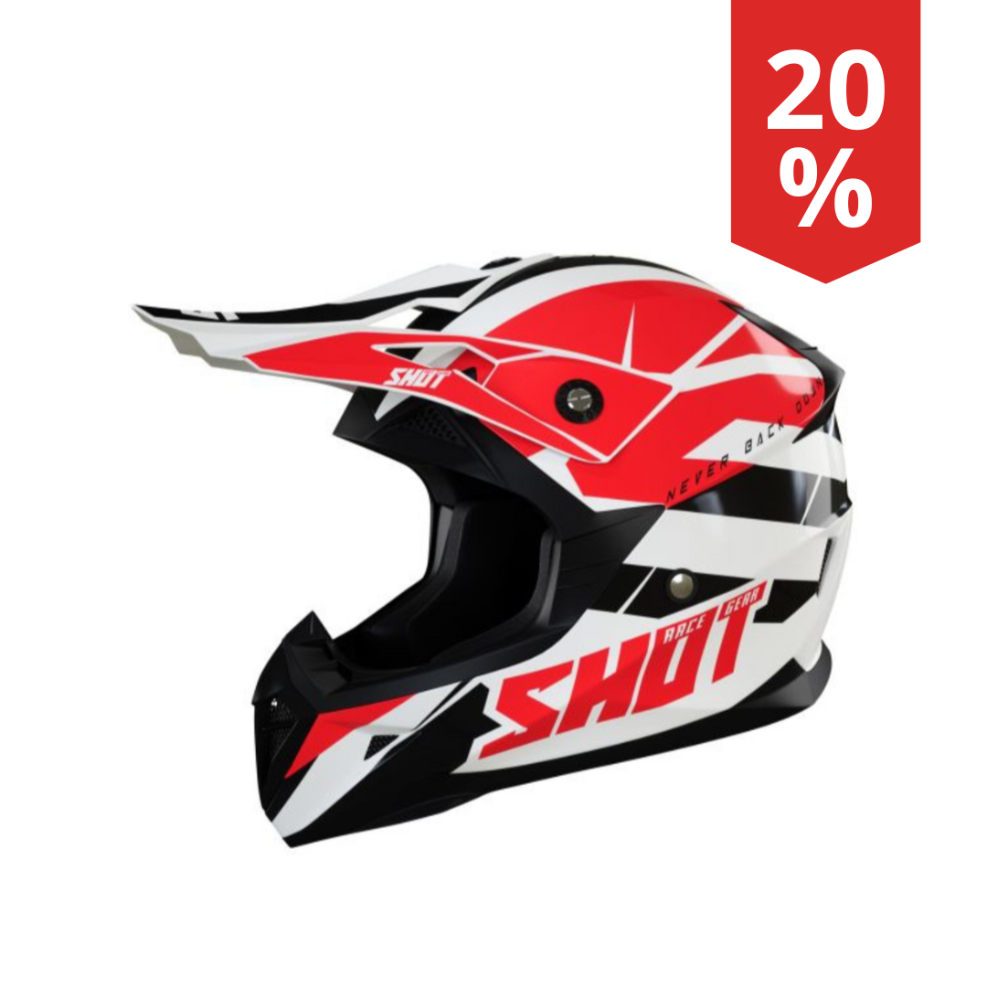 Casco MotoCross Shot Pulse Revenge Rosso-bianco-nero