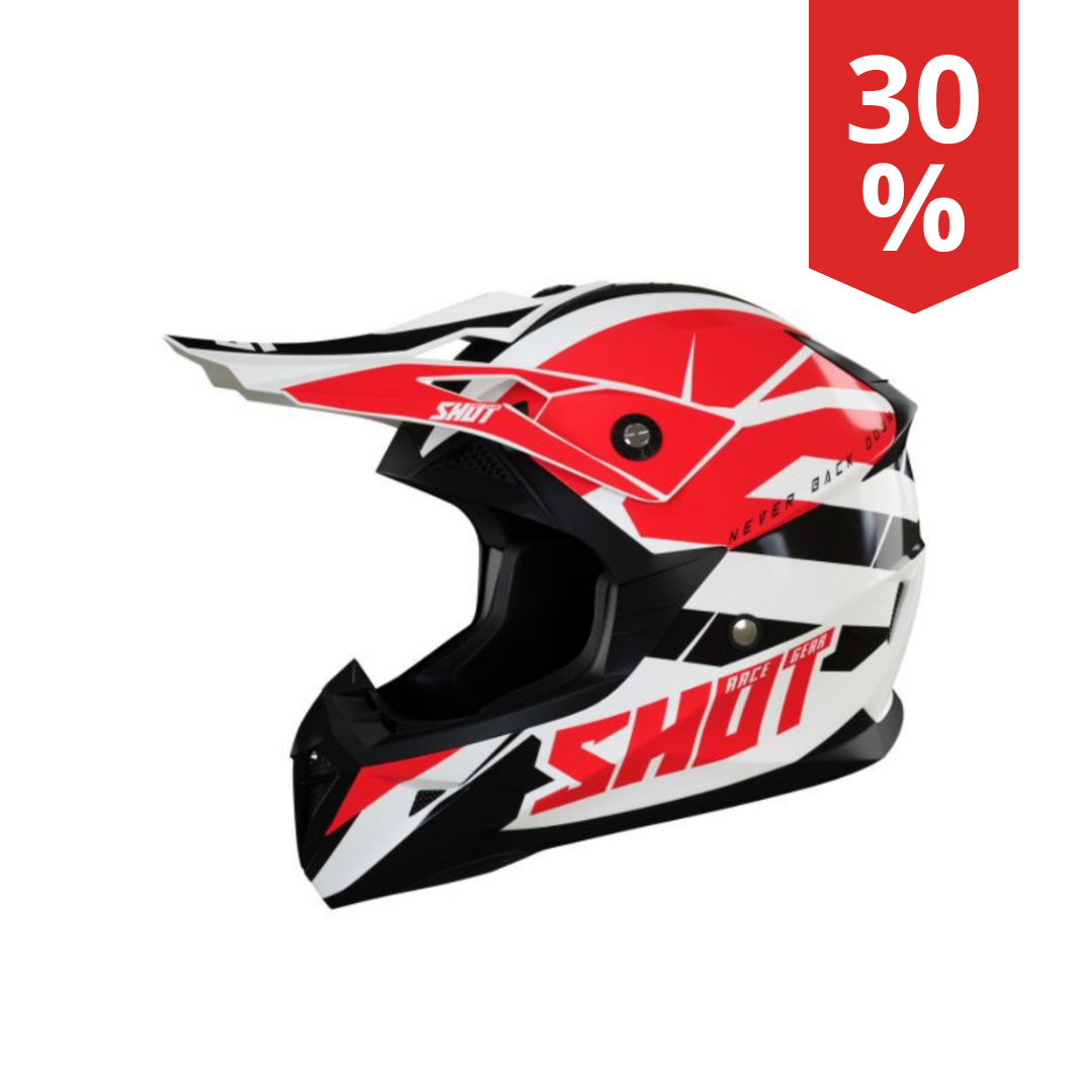 Casco MotoCross Shot Pulse Revenge Rosso-bianco-nero
