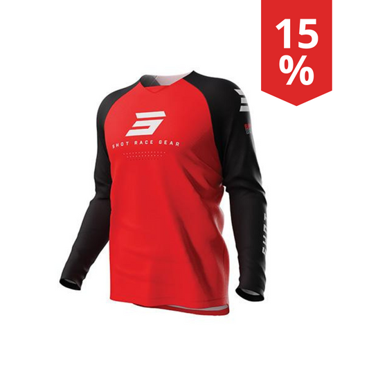 Maglia Motocross Bambino Shot Raw Escape Rosso