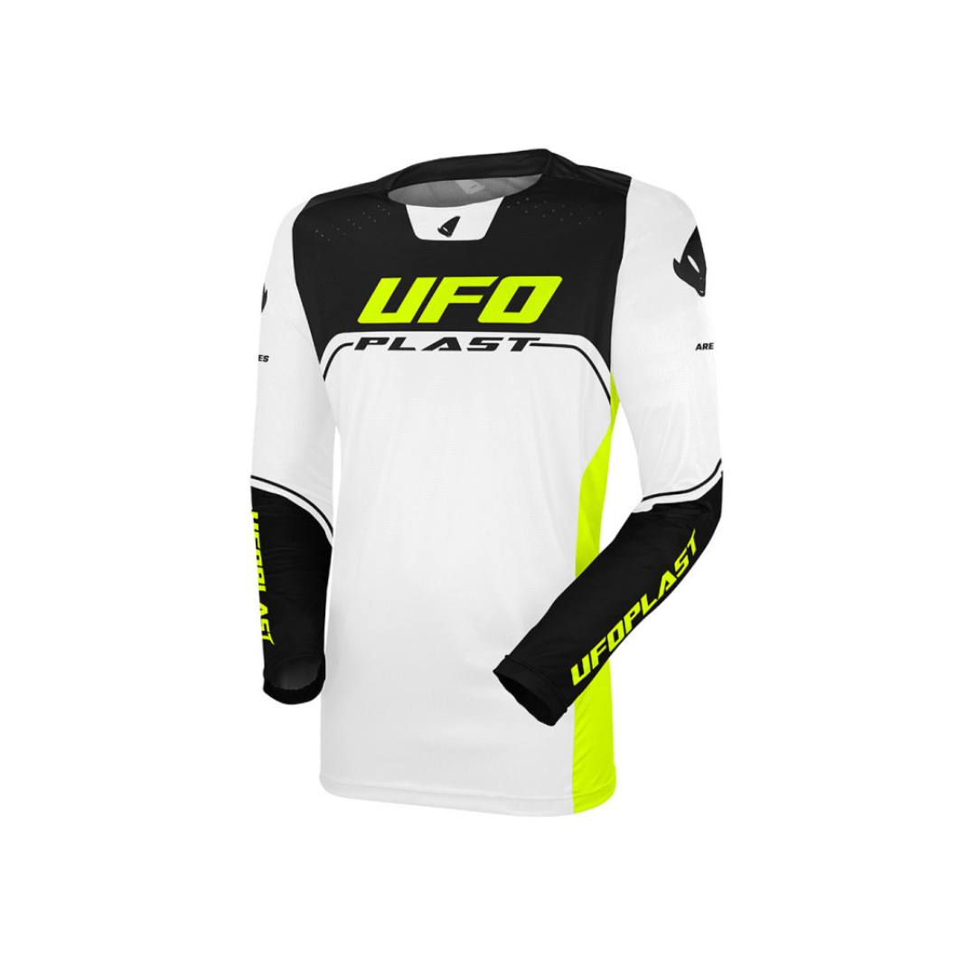 Maglia Motocross Ufo Plast Ares - Bianco Giallo Fluo