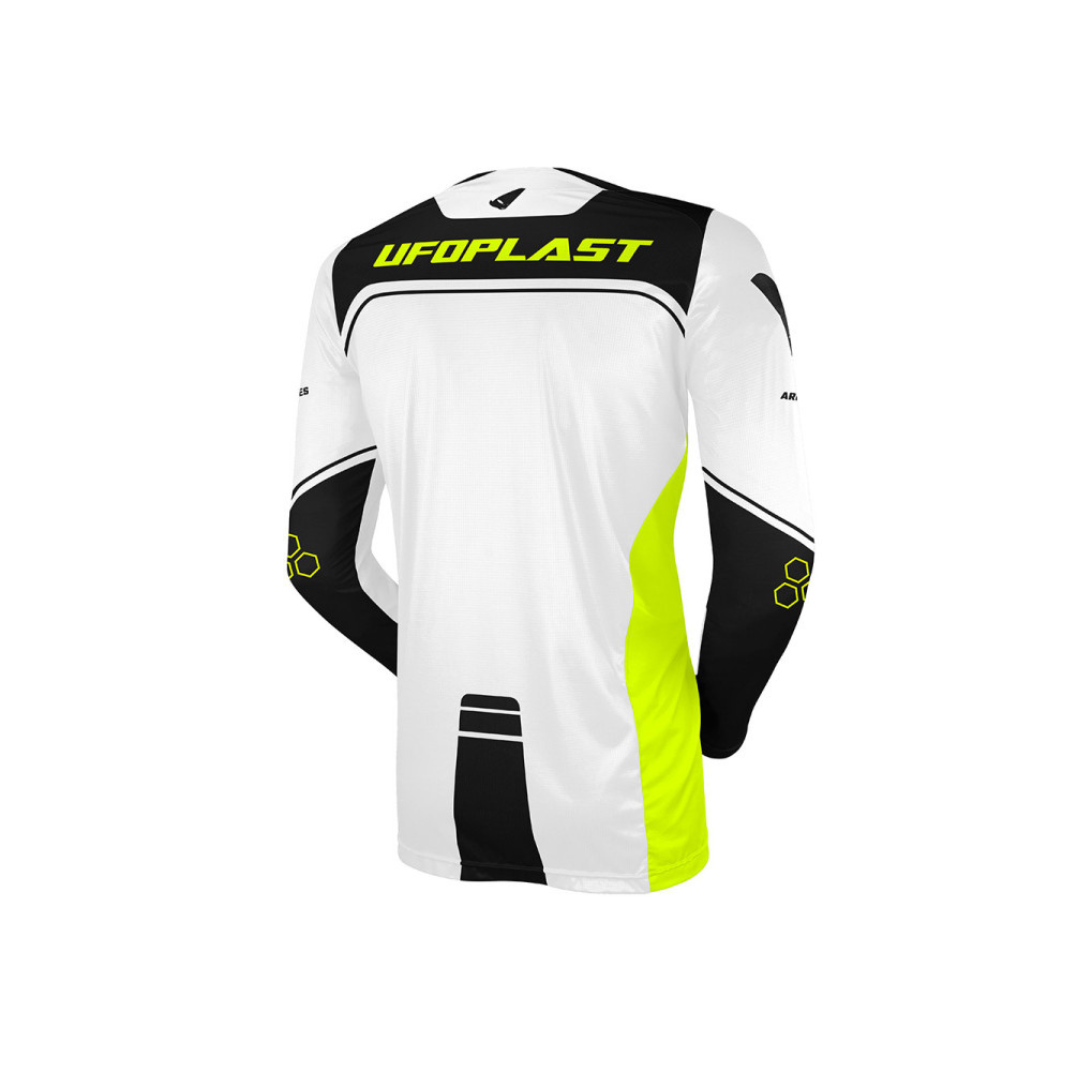 Maglia Motocross Ufo Plast Ares - Bianco Giallo Fluo