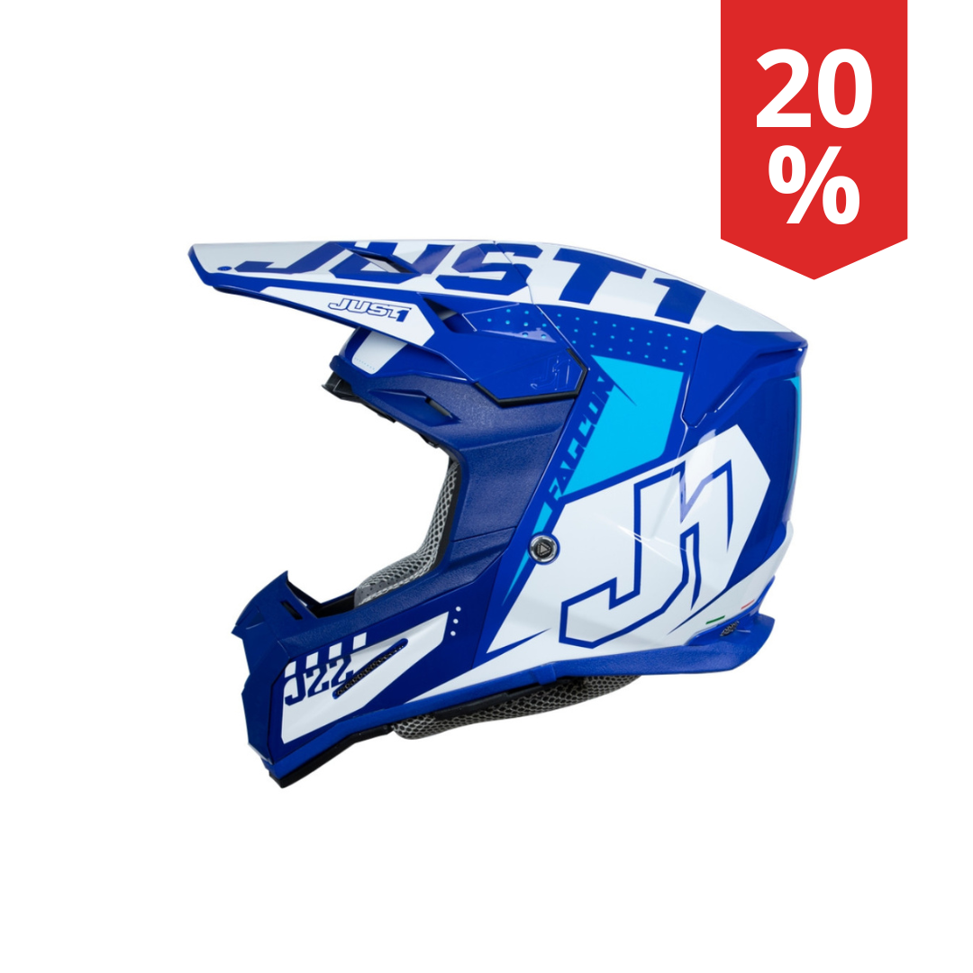 Casco Motocross Just1 J22-F Falcon Blu/Bianco