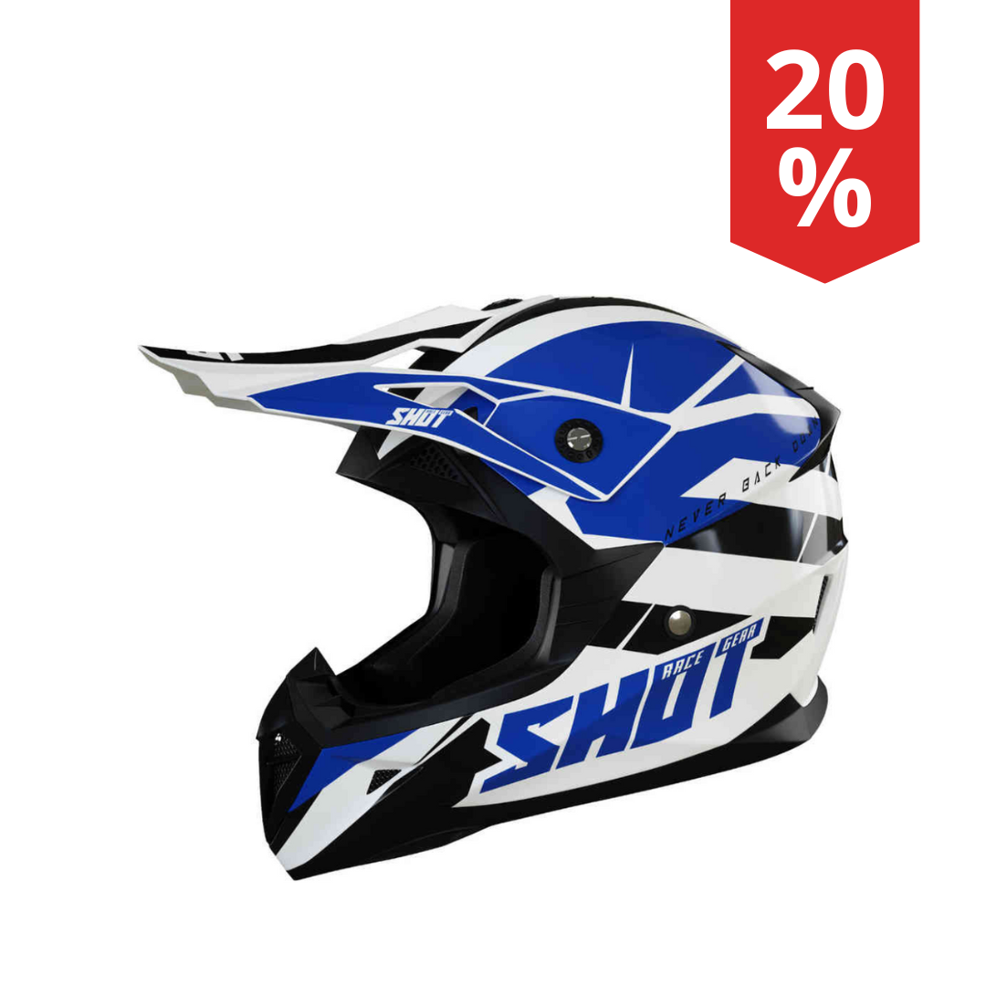 Casco Motocross Shot Pulse Revenge Bianco Blu Nero